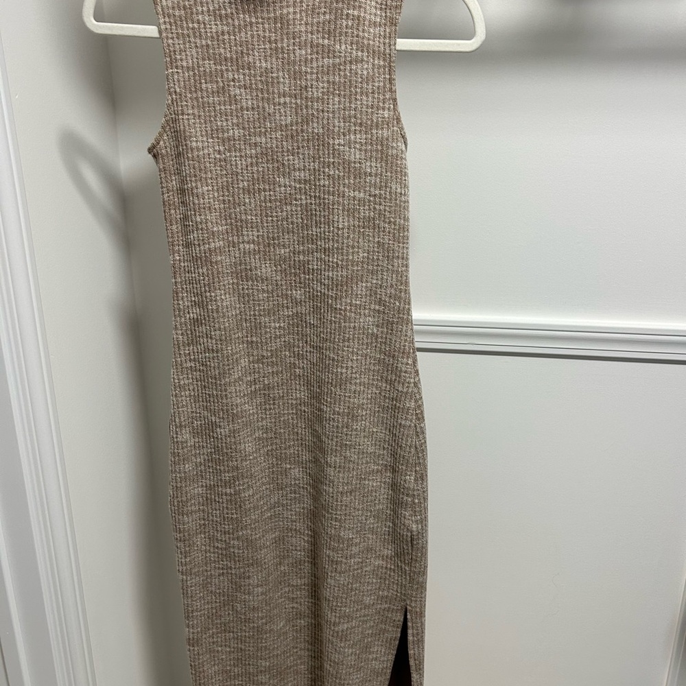 Sage The Label Ribbed Knit Dres in Tan